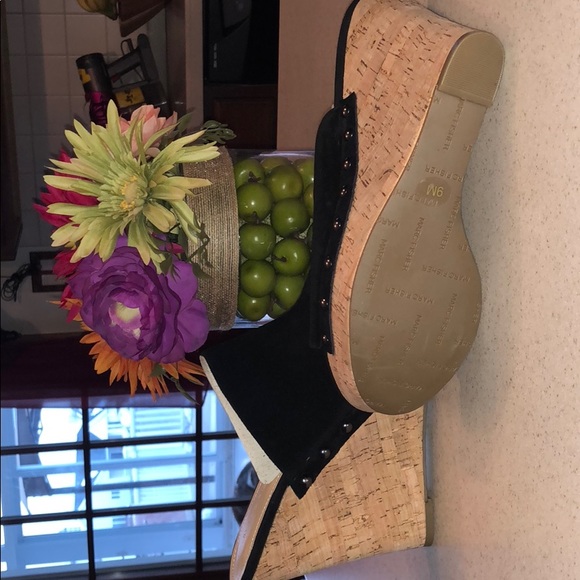 Black and Tan wedge style with stud accents. - Picture 2 of 2